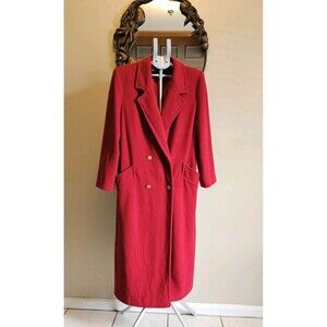 Forecaster of Boston Vintage Red Wool Maxi Coat Long Womens M USA Union 70s 80s